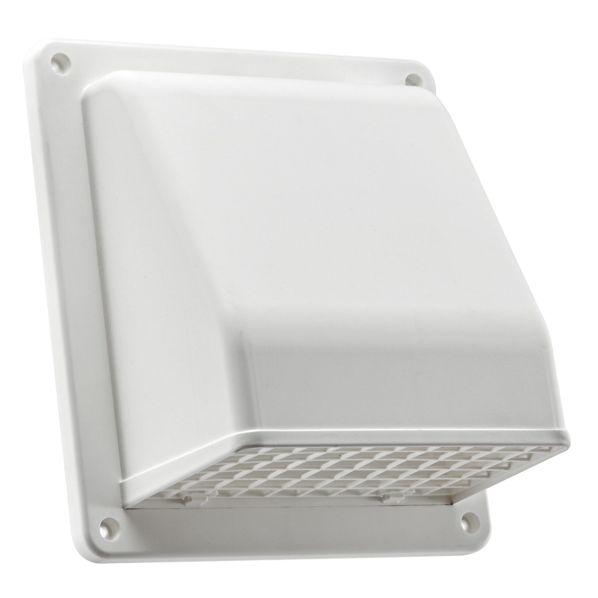 Lambro Plastic Wall Exhaust or Air Intake Vent with Hinged Screen, Removable Damper & 1.25in. Collar, 6in., White, 3510W